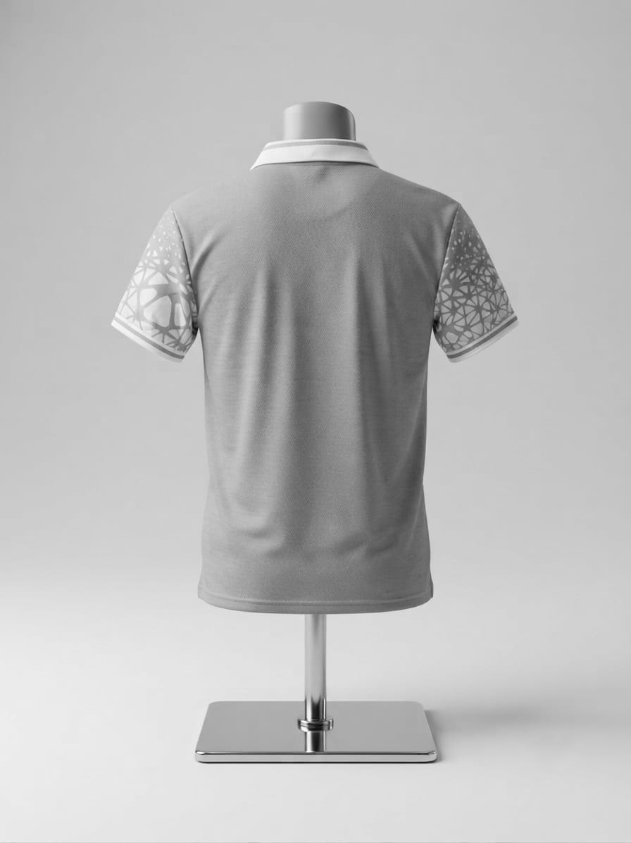 Polo Shirt – Light Gray Geometric Design