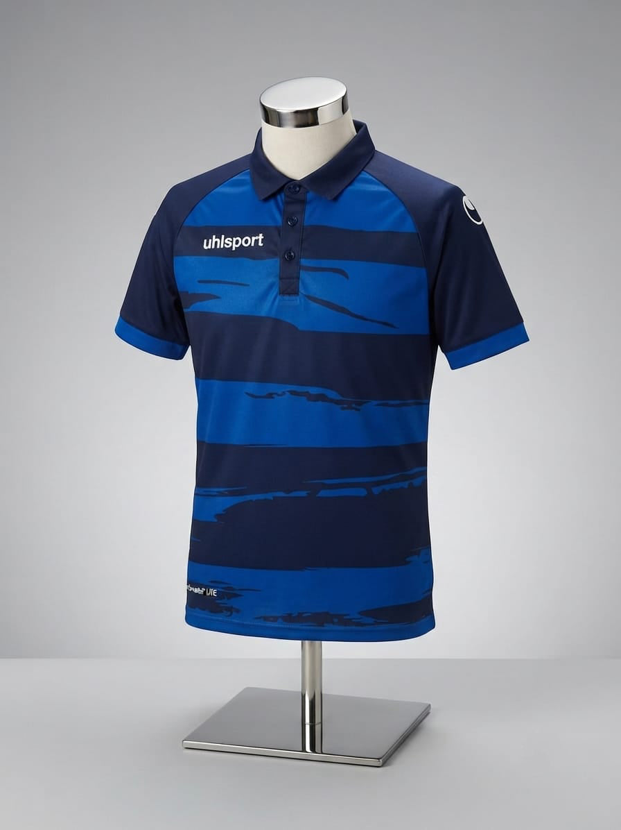 Uhlsport Blue Striped Polo Shirt