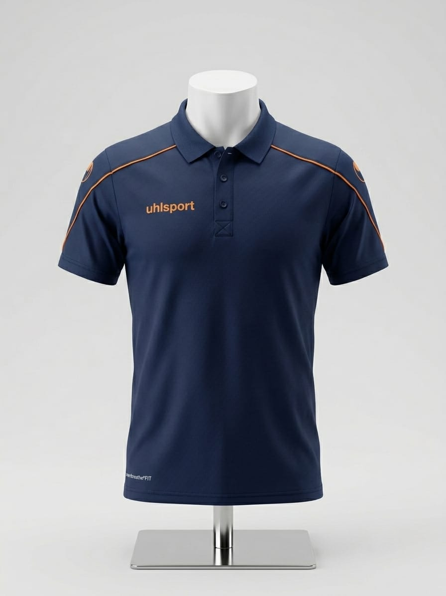 Polo Shirt – Navy Blue with Orange Accent