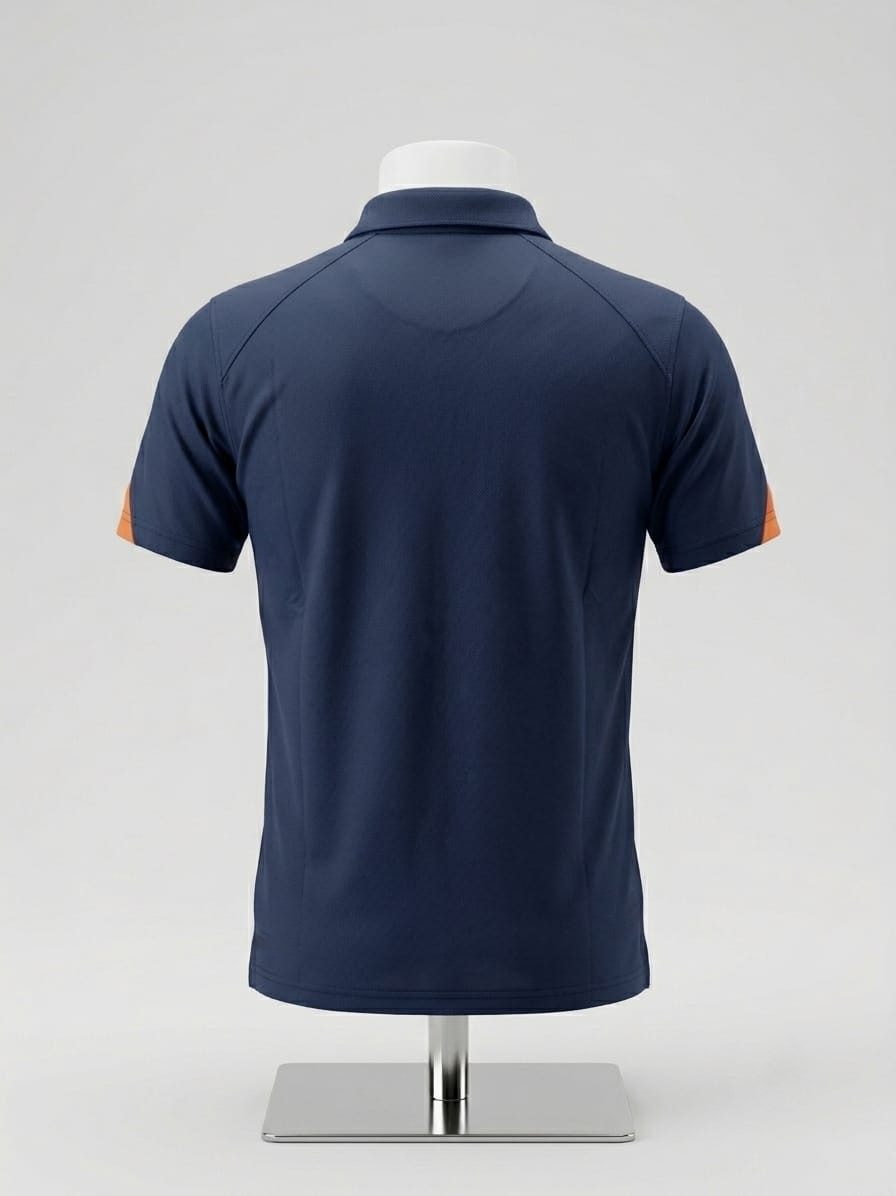 Polo Shirt – Navy Blue with Orange Accent