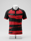 Polo Shirt – Red & Black Brush Stripe Design