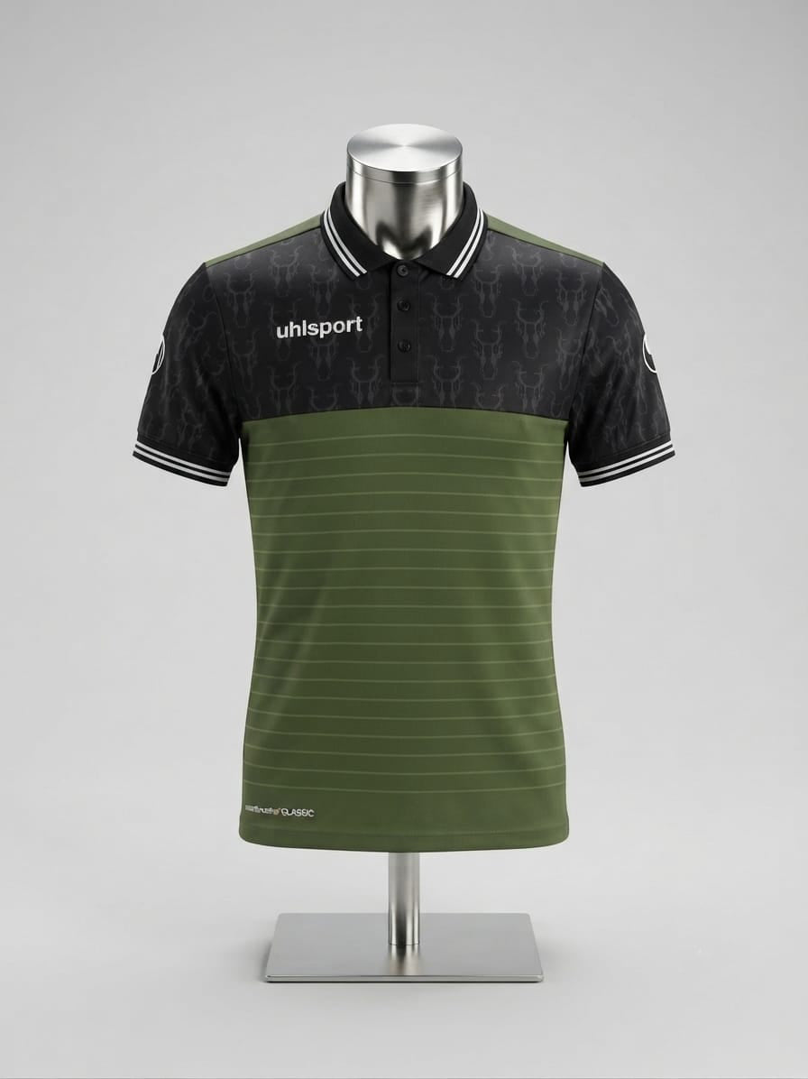 Uhlsport Olive Black Polo Shirt