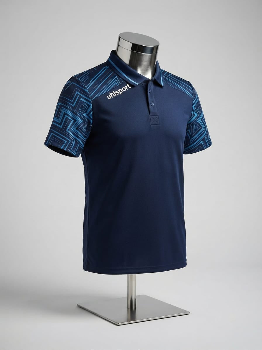 Uhlsport Blue Geometric Sleeve Polo