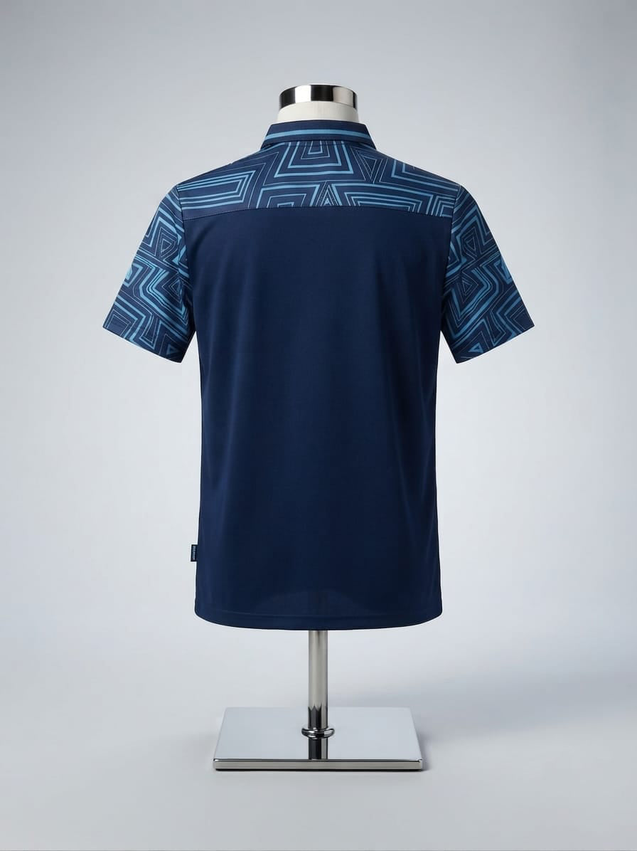 Uhlsport Blue Geometric Sleeve Polo