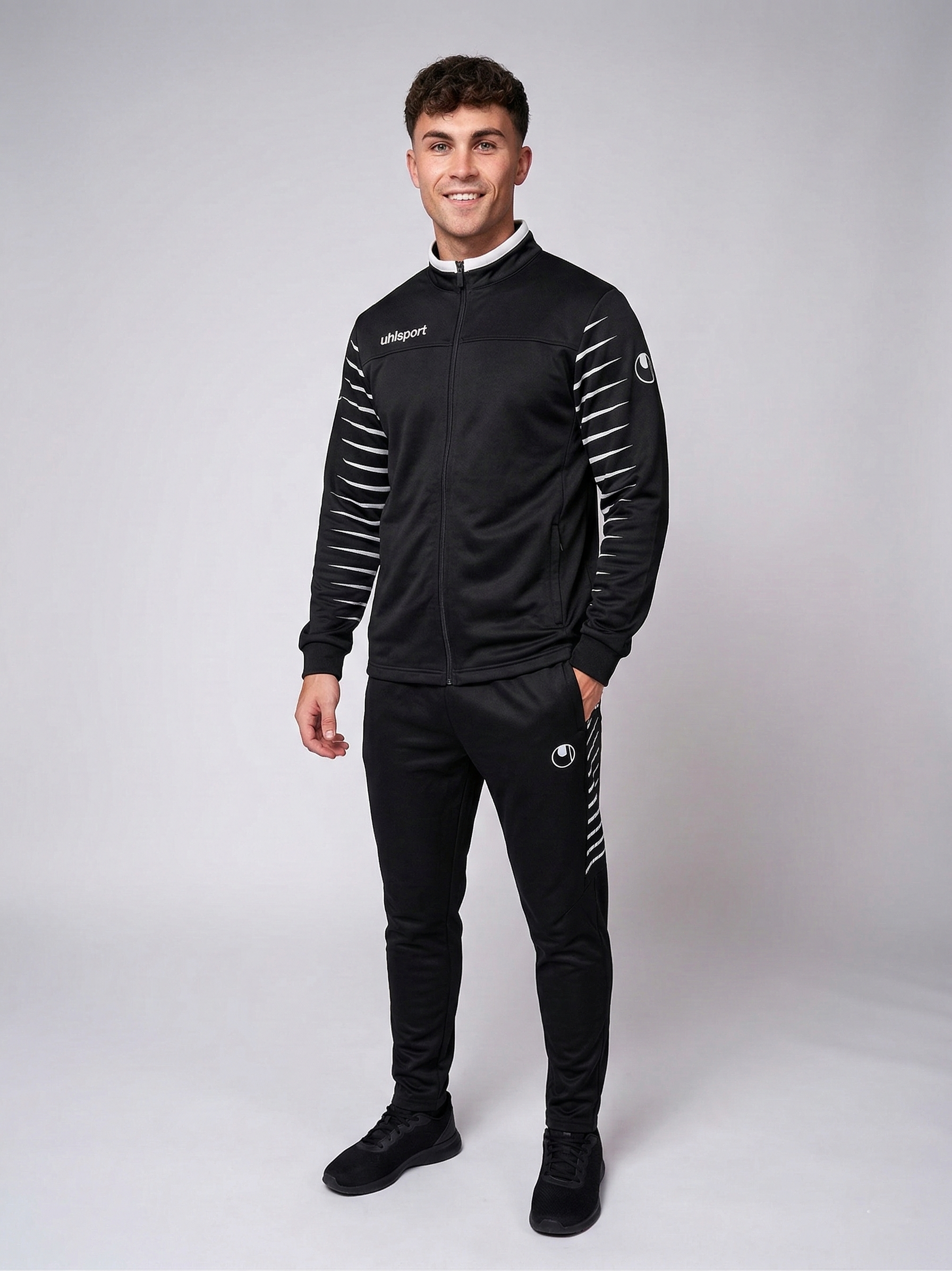SmartbreatheFit Black lined-sleeves tracksuit