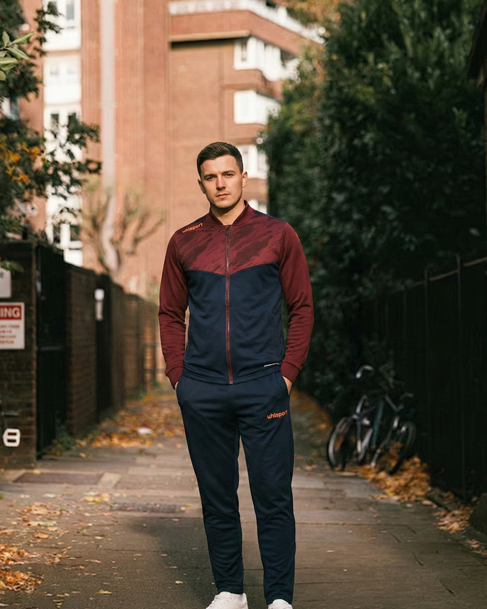 SmartbreatheFit Burgundy/Navy textured-chest tracksuit