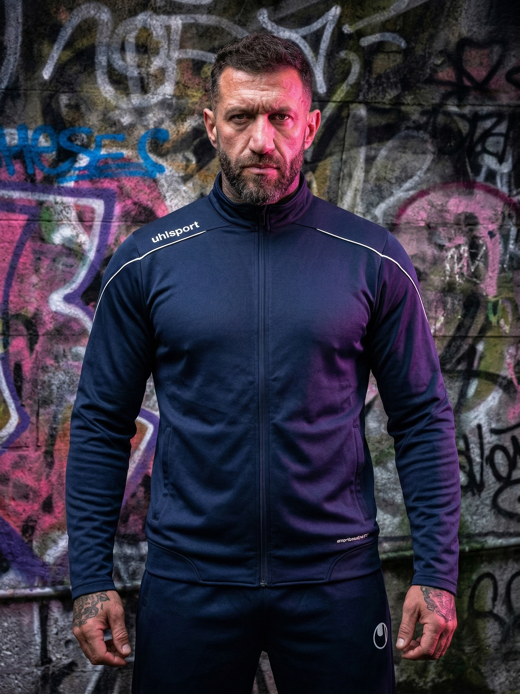 SmartbreatheFit Navy lined-chest tracksuit
