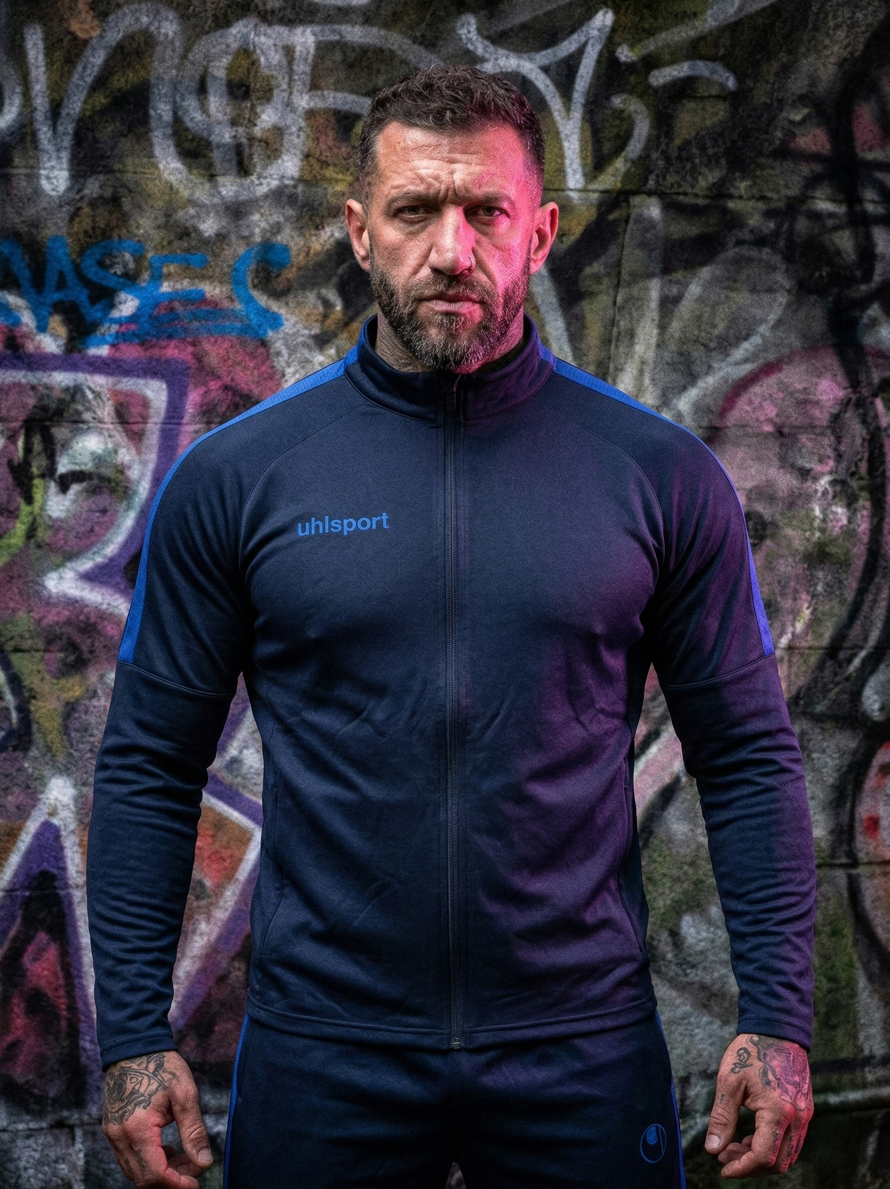 SmartbreatheFit Navy striped-sleeves tracksuit