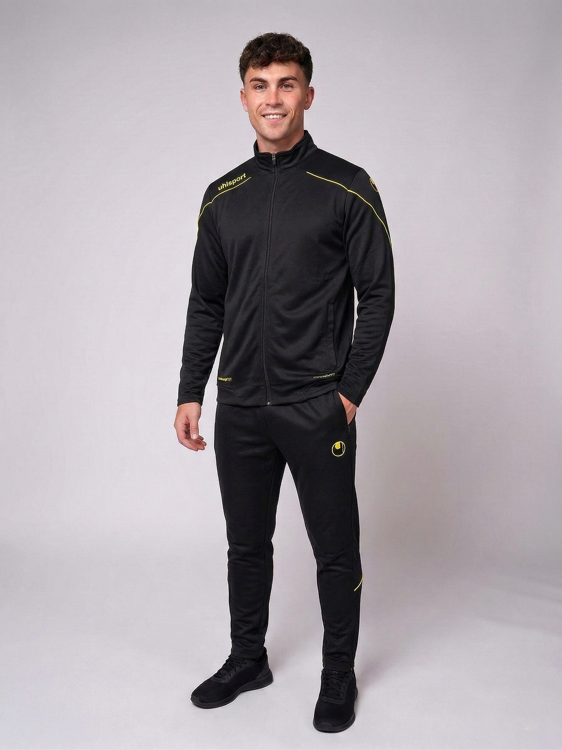 SmartbreatheFit Black yellow-lined chest tracksuit