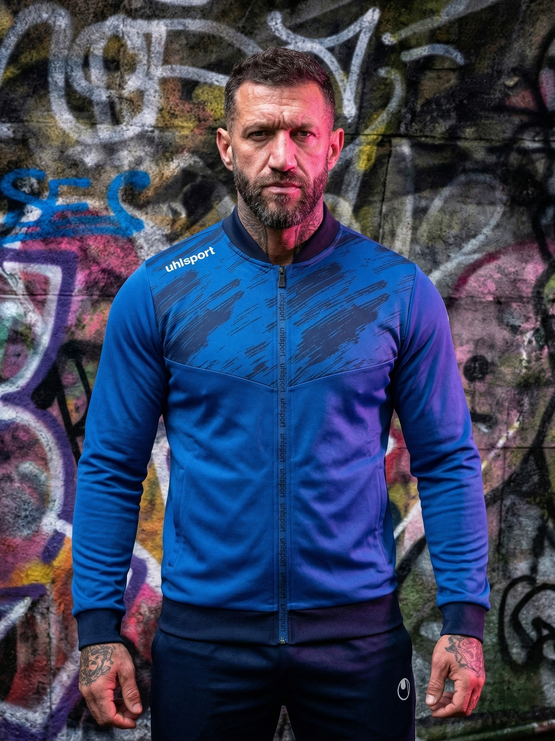 SmartbreatheFit blue textured-chest tracksuit