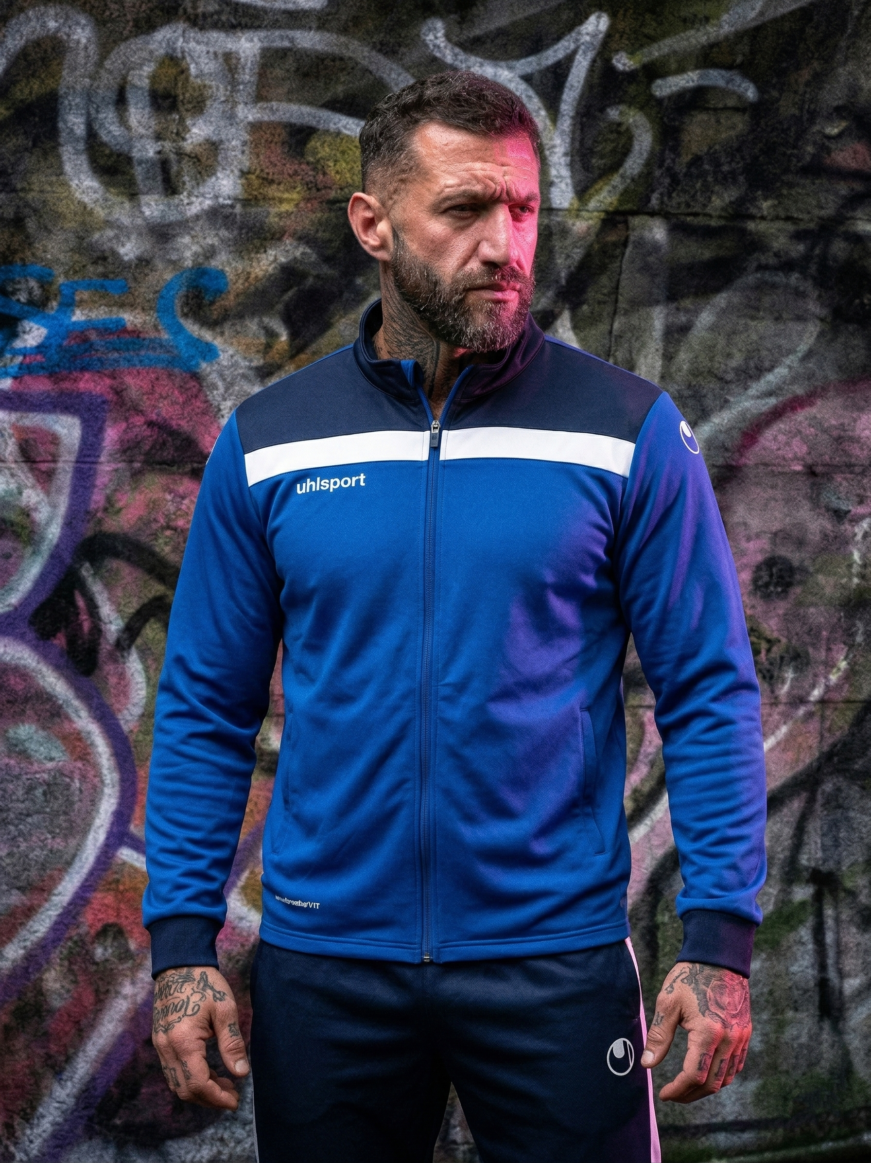 SmartbreatheFit Blue three-lined tracksuit